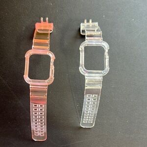 Silicone Apple Watch case and clear and pink for 44 mm watch only